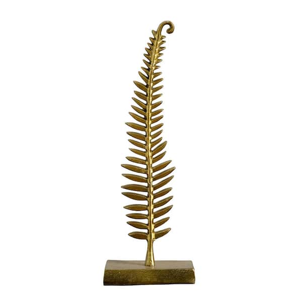 Nearly Natural 17 in. Gold Leaf Metal Sculpture Decorative Accent