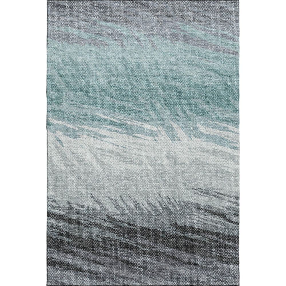 Mayfield Premium Machine Washable Abstract AMF2272 Teal 3 ft. x 5 ft. Area Rug price history on PriceWatchPro