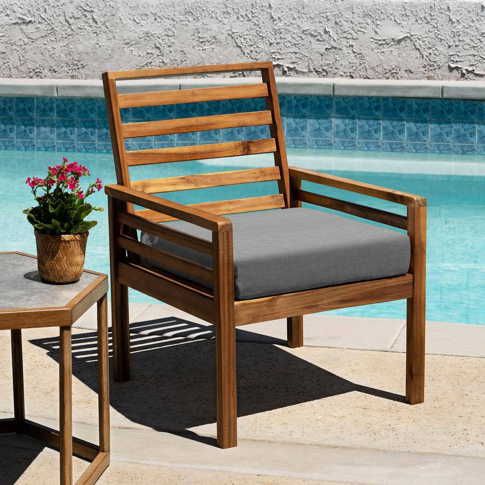 Striped Beige and Gray Outdoor Dining Seat Cushions (2-Pack)