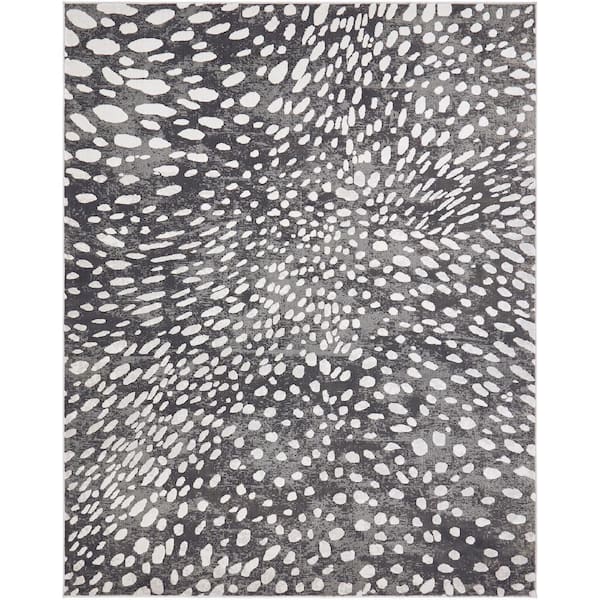 N Natori Serengeti Charcoal Spotted 3 ft. 7 in. x 5 ft. 7 in. Animal Print Area Rug