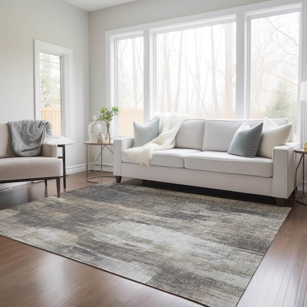 CK022 Infinity Ivory/Grey/Blue 5 ft. x 7 ft. All-Over Design Contemporary  Area Rug