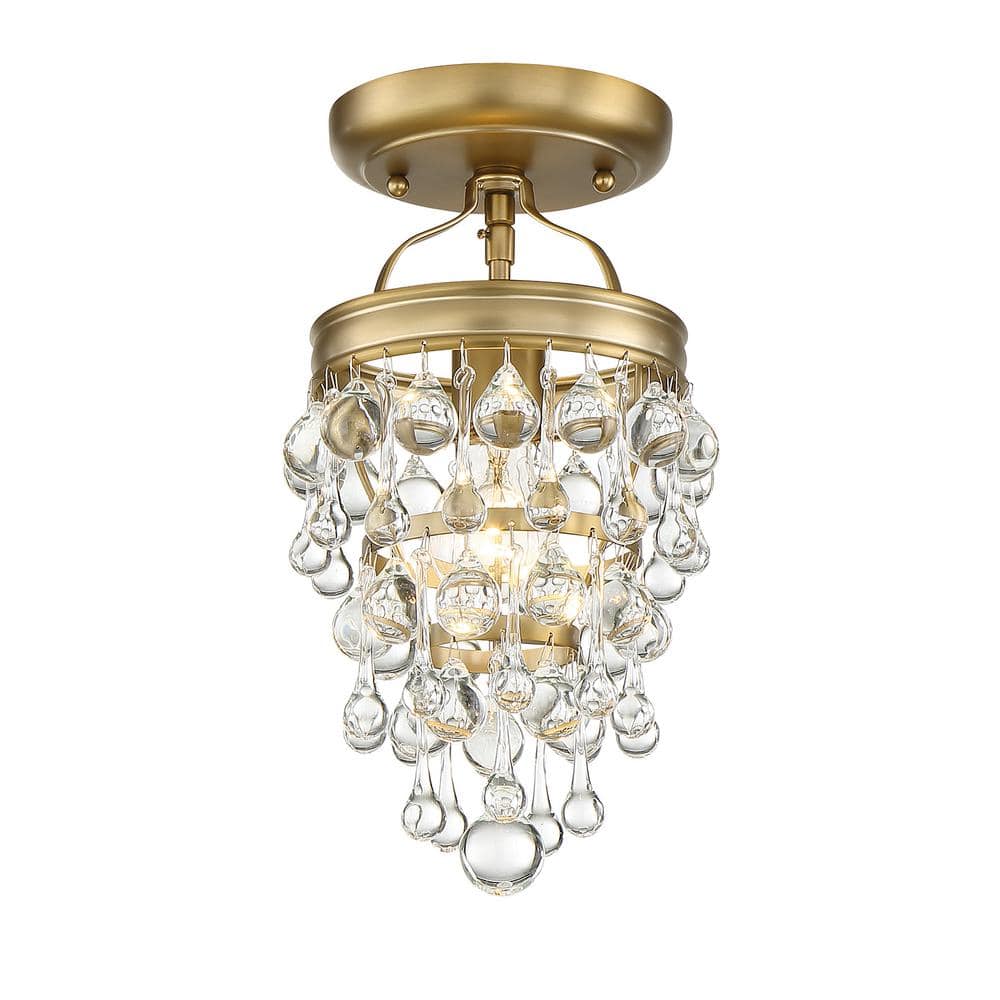 Calypso Vibrant Gold Globe Chandelier with Clear Glass Drops