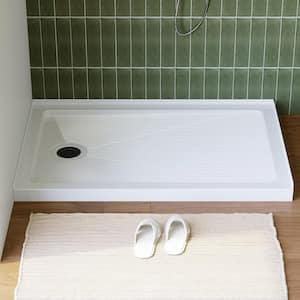 48 in. L x 32 in. W Alcove Shower Pan Base with Left Drain