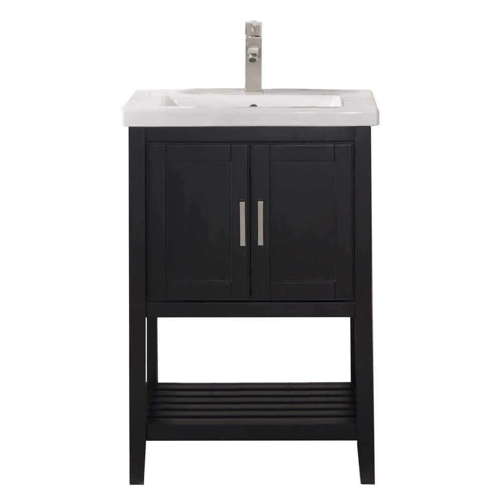 24 in. W x 18.5 in. D Vanity in Espresso with Ceramic Integrated Vanity Top