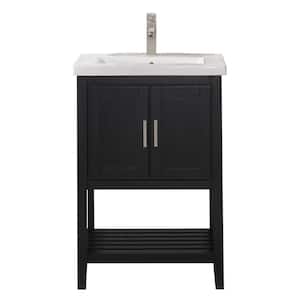 24 in. W x 18.5 in. D Vanity in Espresso with Ceramic Integrated Vanity Top in White with White Basin