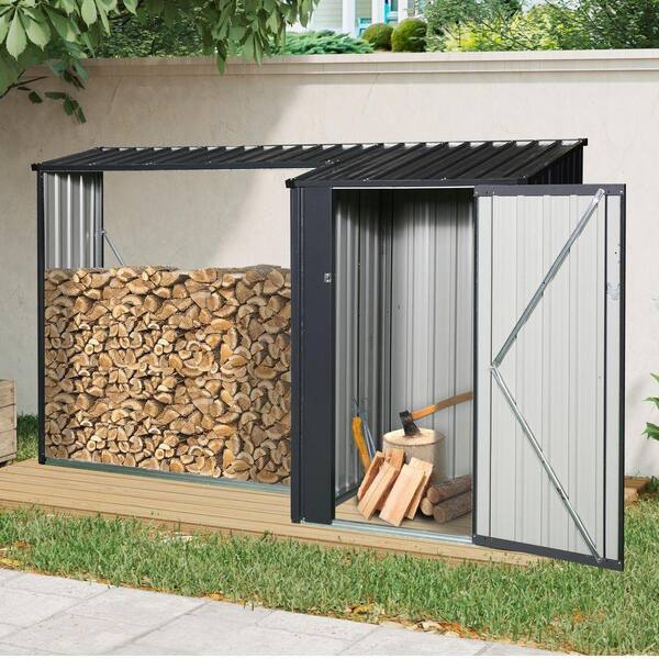 Black 3 ft. W x 8.5 ft. D 2-in-1 Multi-Functional Lockable Outdoor