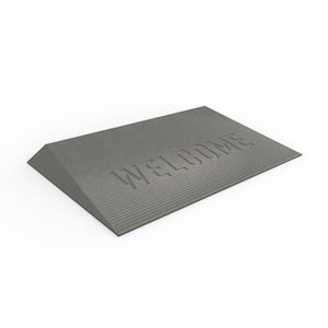 TRANSITIONS Gray 43 in. W x 25 in. L x 2.5 in. H Rubber Angled Entry Door Threshold Welcome Mat