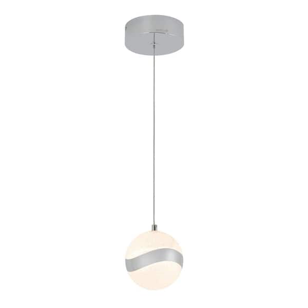 Artika Wavey 7-Watt 1 Light Chrome Modern Integrated LED Mini Pendant Light Fixture for Kitchen Island