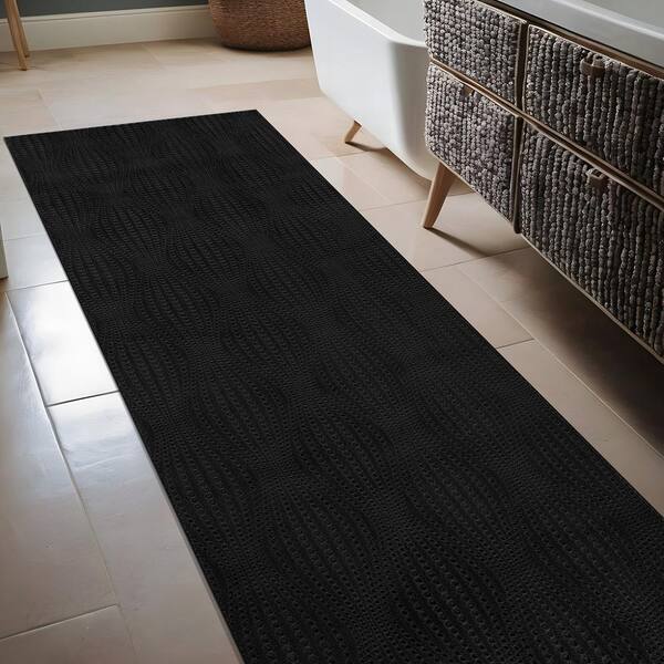 Beverly Rug Serenity Black 2 ft. x 7 ft. Solid Modern Non Skid
