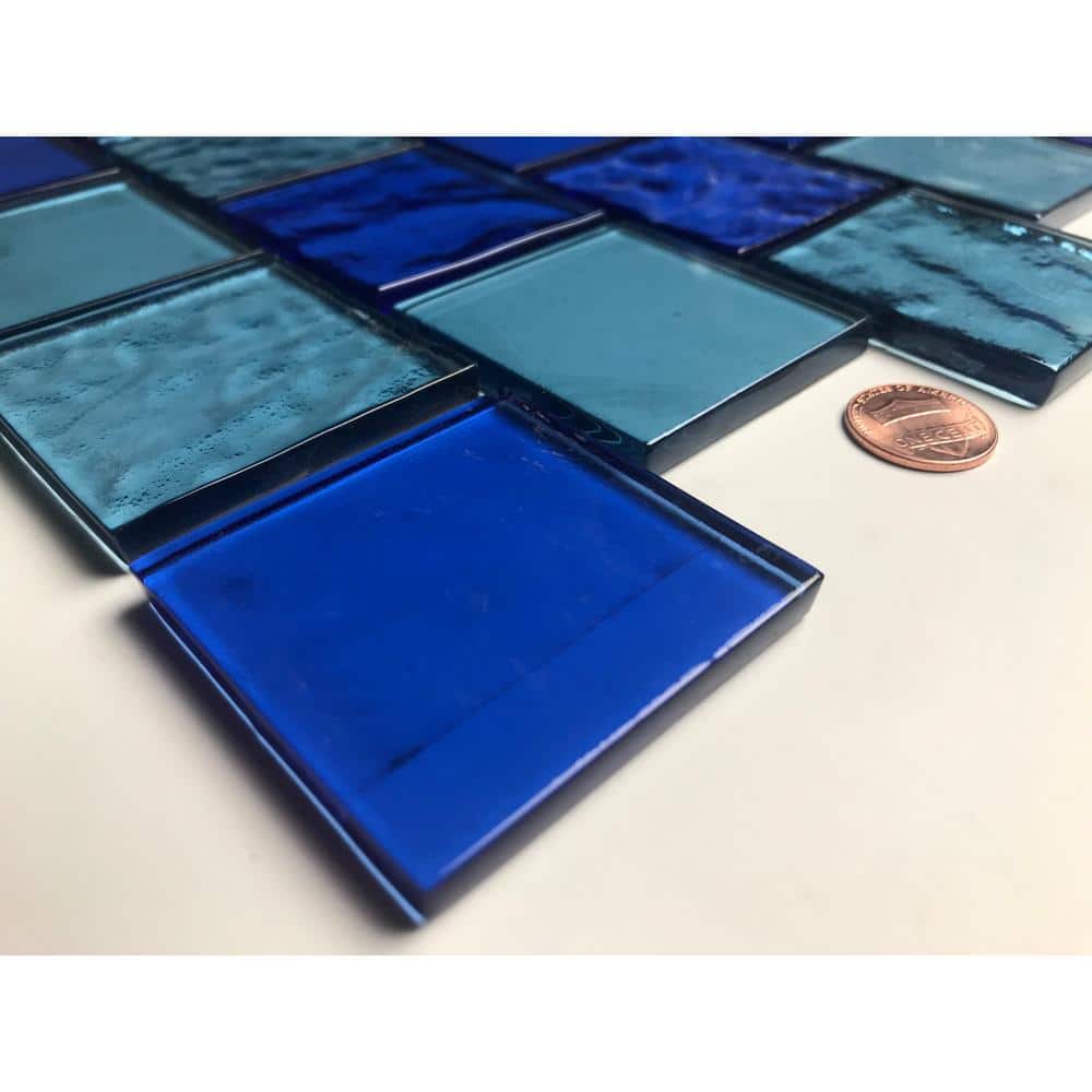 Landscape Blue Glossy Glass Mosaic Tile for Pools and Kitchens
