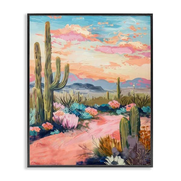 Stupell Industries Pink Desert Sunset by LSR Design Studio Black Framed Nature Giclee Art Print 14 in. x 11 in.