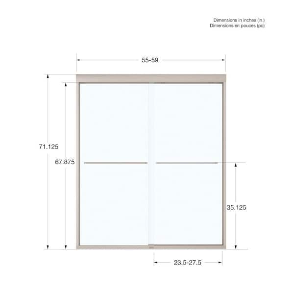 MAAX Aura 55-59 x 57 in. 6 mm Semi-frameless Sliding Tub Door for