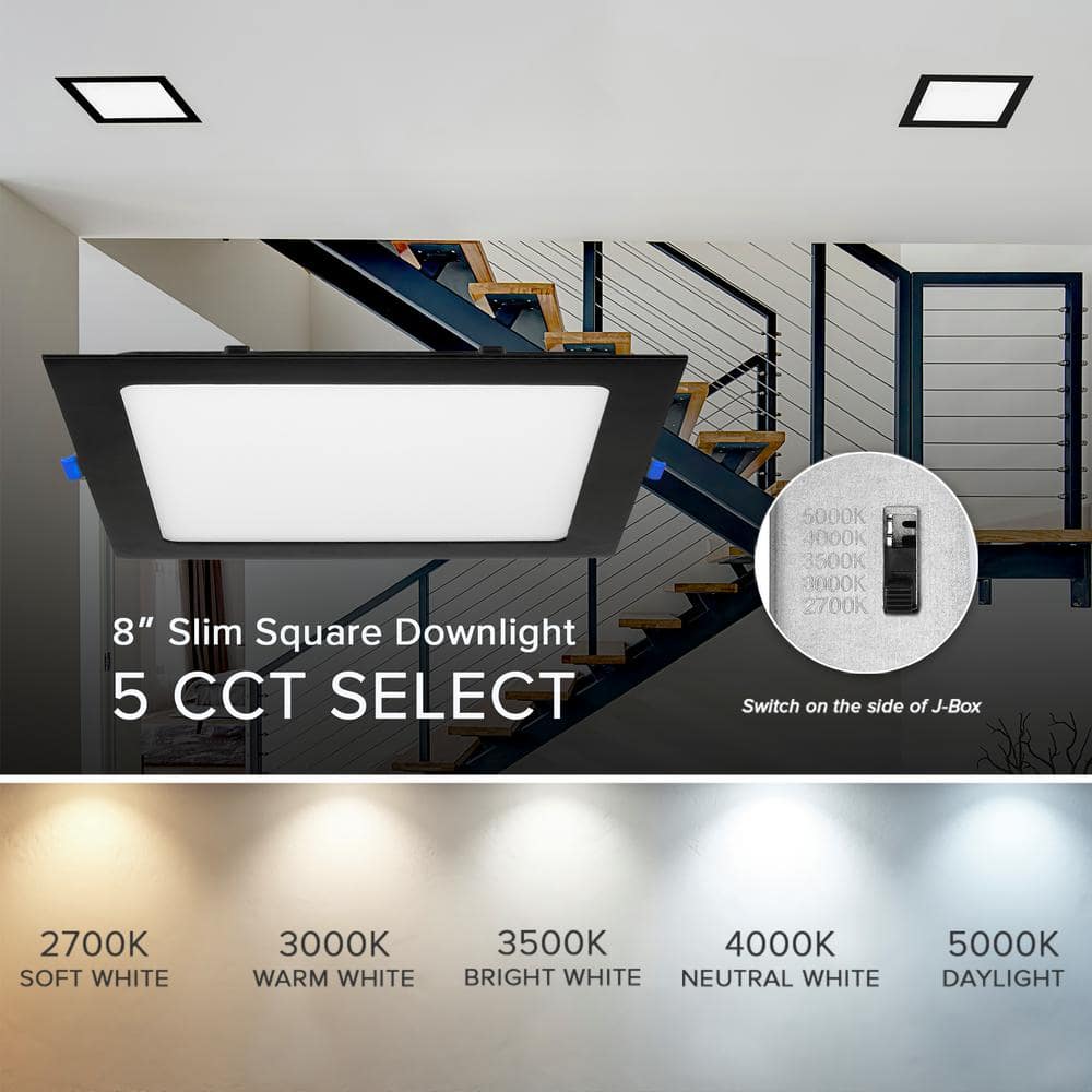 8-inch Black Aluminum Square LED Recessed Downlight