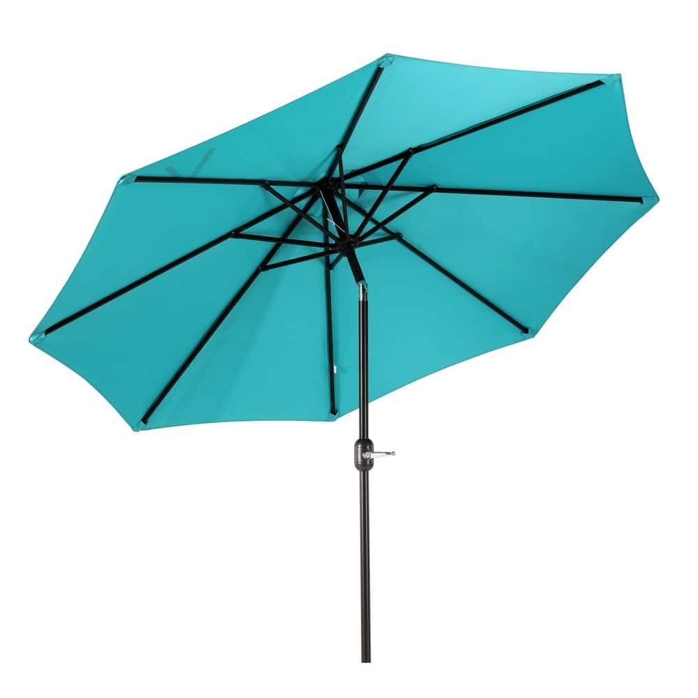 Turquoise 9-Foot Steel Patio Umbrella with Tilt and Crank