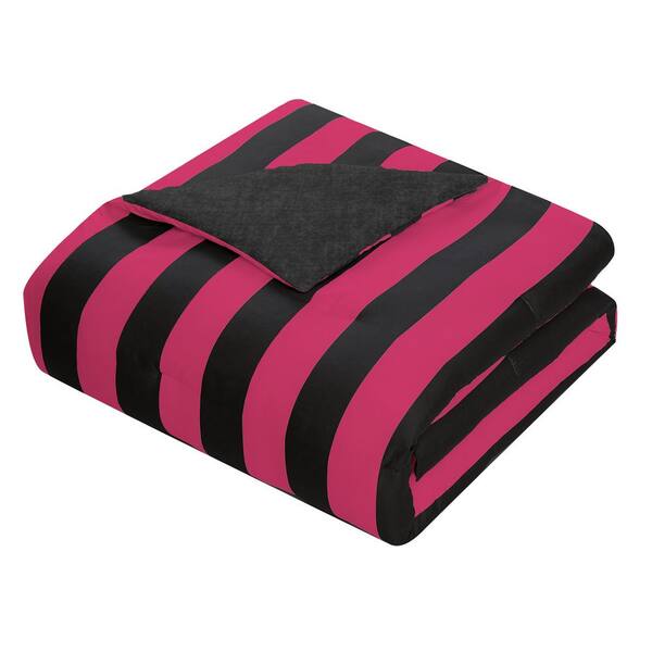 JUICY COUTURE Black/Hot Pink Juicy Cabana Stripe Twin/Twin XL Microfiber  Comforter Set JYZ023702 - The Home Depot