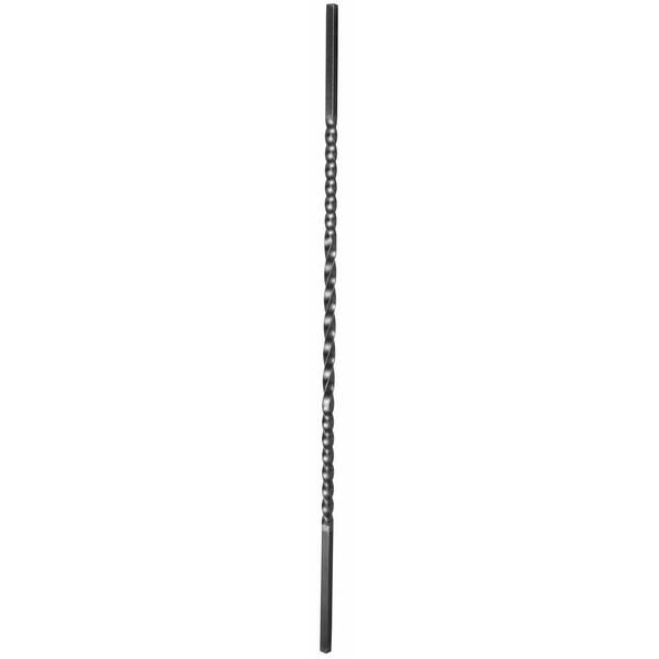 arteferro 47-1/4 in. x 1/2 in. x 1/2 in. Square Bar Dual Twist With Center Reverse Twist Forged Raw Wrought Iron Baluster
