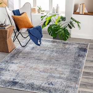 Lowrey Brown/Dark Blue 8 ft. x 10 ft. Traditional Indoor Machine-Washable Area Rug