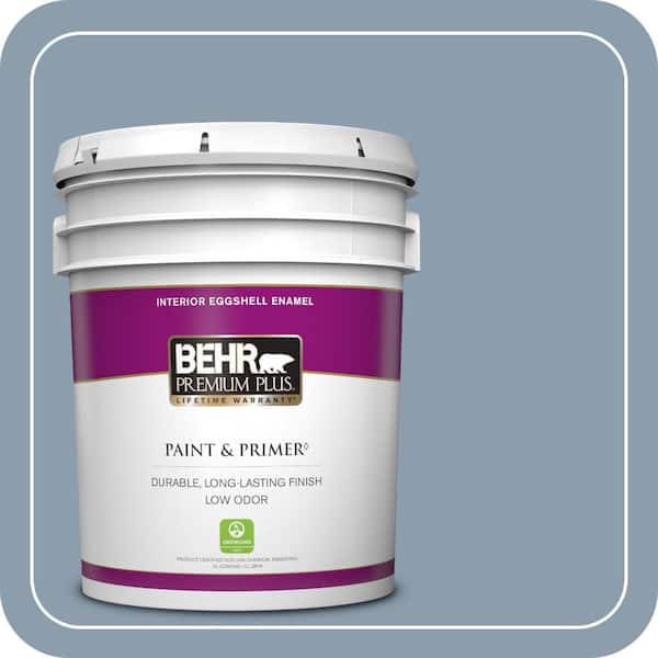 BEHR PREMIUM PLUS 5 gal. #ICC-65 Relaxing Blue Eggshell Enamel Low Odor Interior Paint & Primer