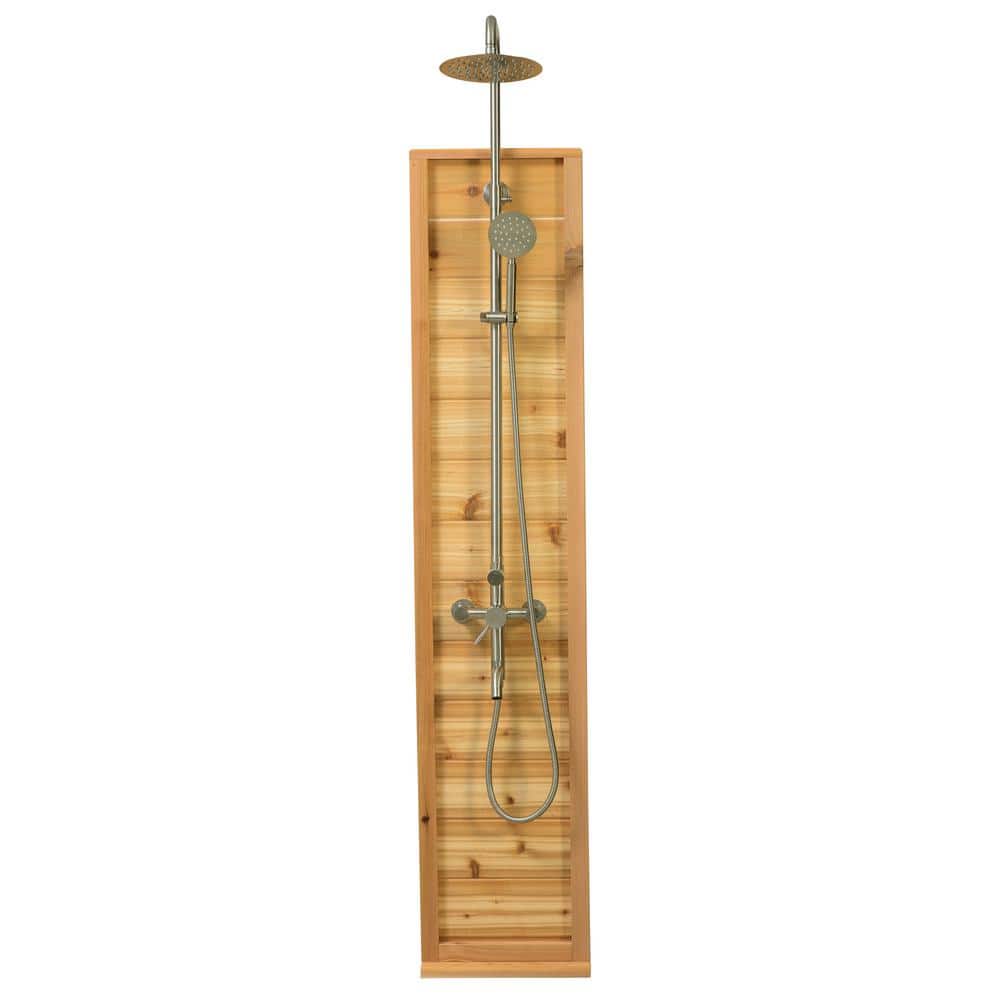 Cedar and Stainless Steel Tower Outdoor Shower