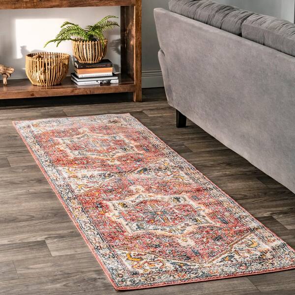 Ehtel Medallion Fringe Orange 3 ft. x 6 ft. Runner Rug