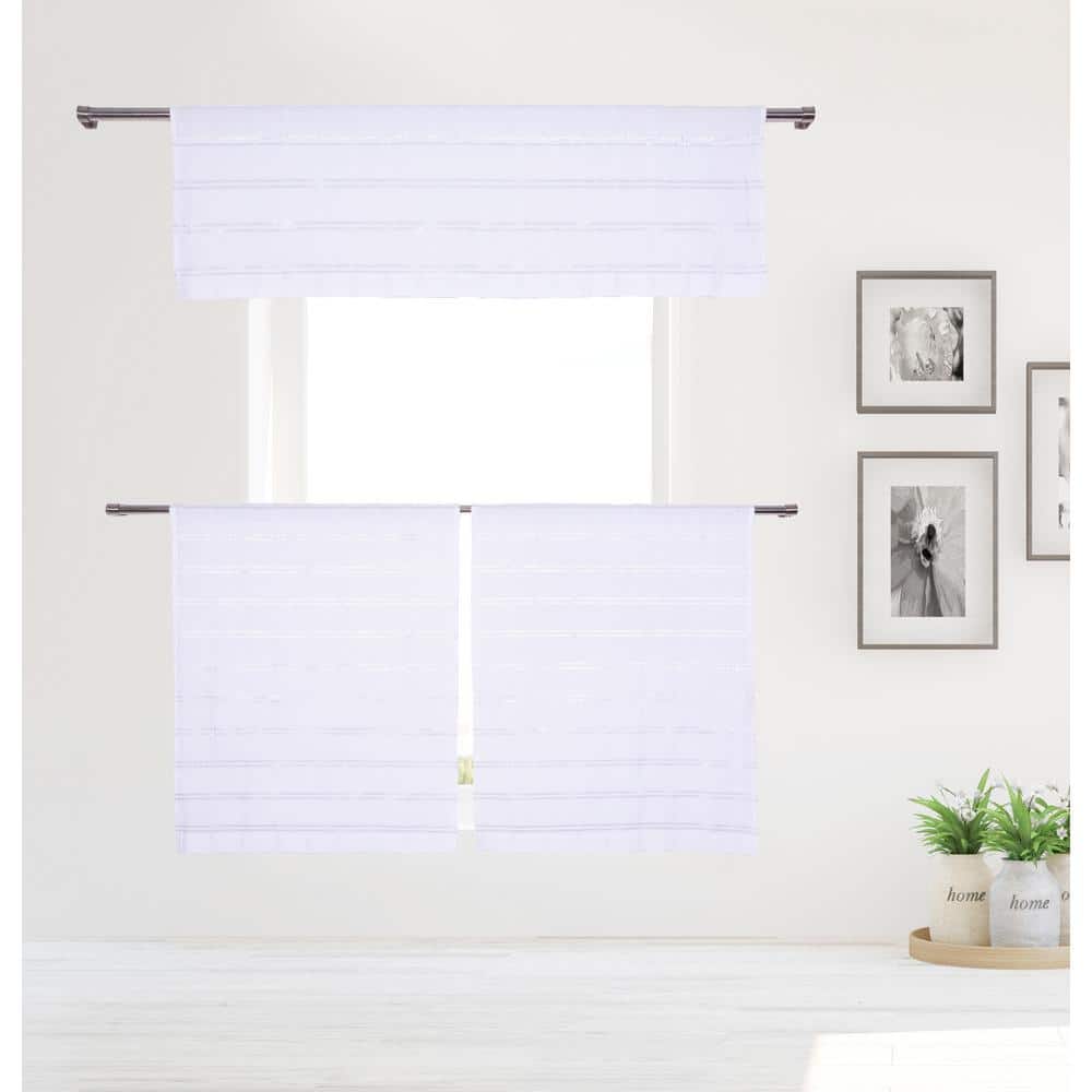 White-Silver Buffalo Check Rod Pocket Room Darkening Curtain - 15 in. W x 5