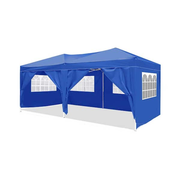 Amucolo 10 ft. x 20 ft. Blue Outdoor Portable Folding Wedding Party Pop Up Canopy Tent with 6 Removable Sidewalls and Carry Bag Yead CYD0 ACXG The Home Depot