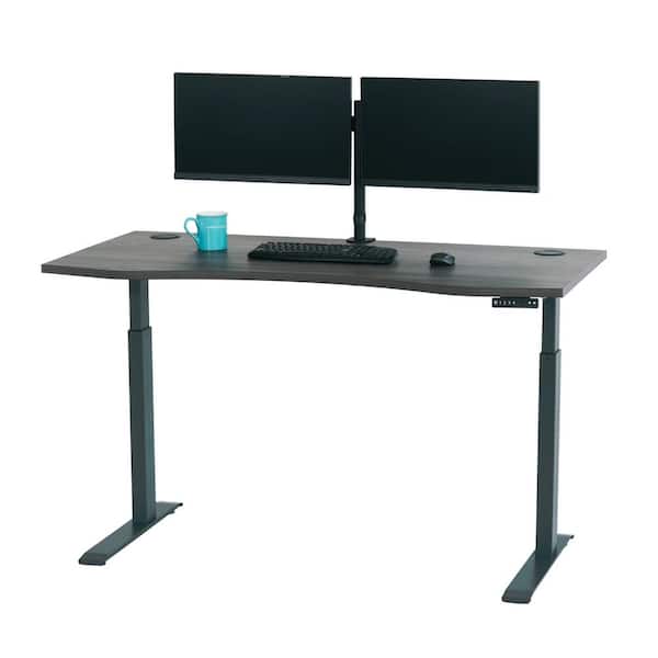 Motionwise 60 in. Rectangular Gray Standing Desk with Adjustable Height Feature
