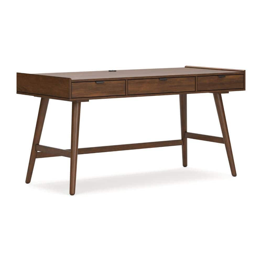 Jeyn 60 in. Rectangular Natural Brown Wood 3-Drawer Writing Desk