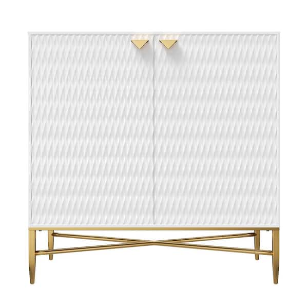 sumyeg White 32.87 in. H Modern 2 Door Accent Storage Cabinet with Adjustable Shelf