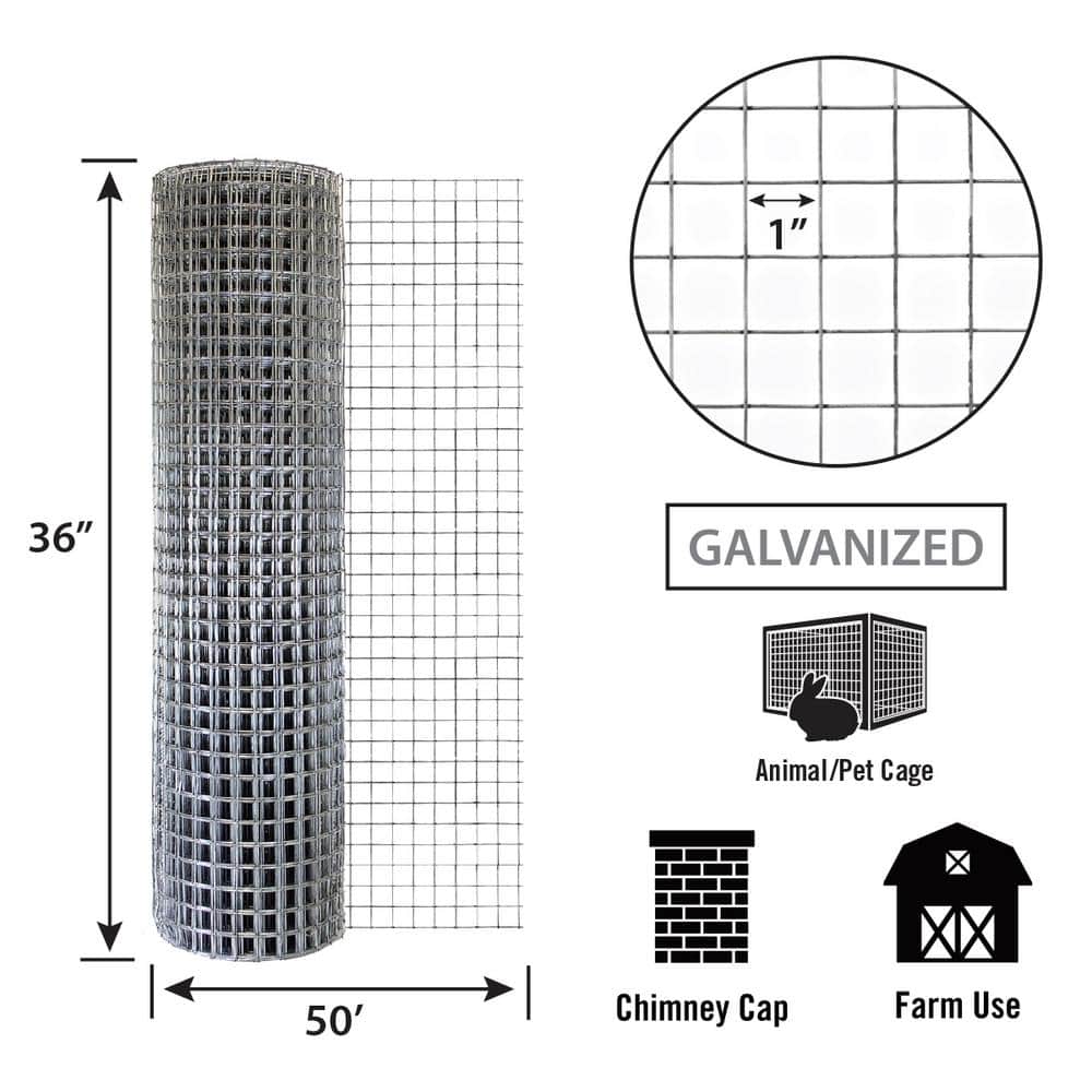 36in H x 50ft L Galvanized Steel Welded Wire Garden Fence