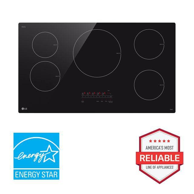 LG 36" Black Ceramic 5-Burner Induction Cooktop with Touch Control