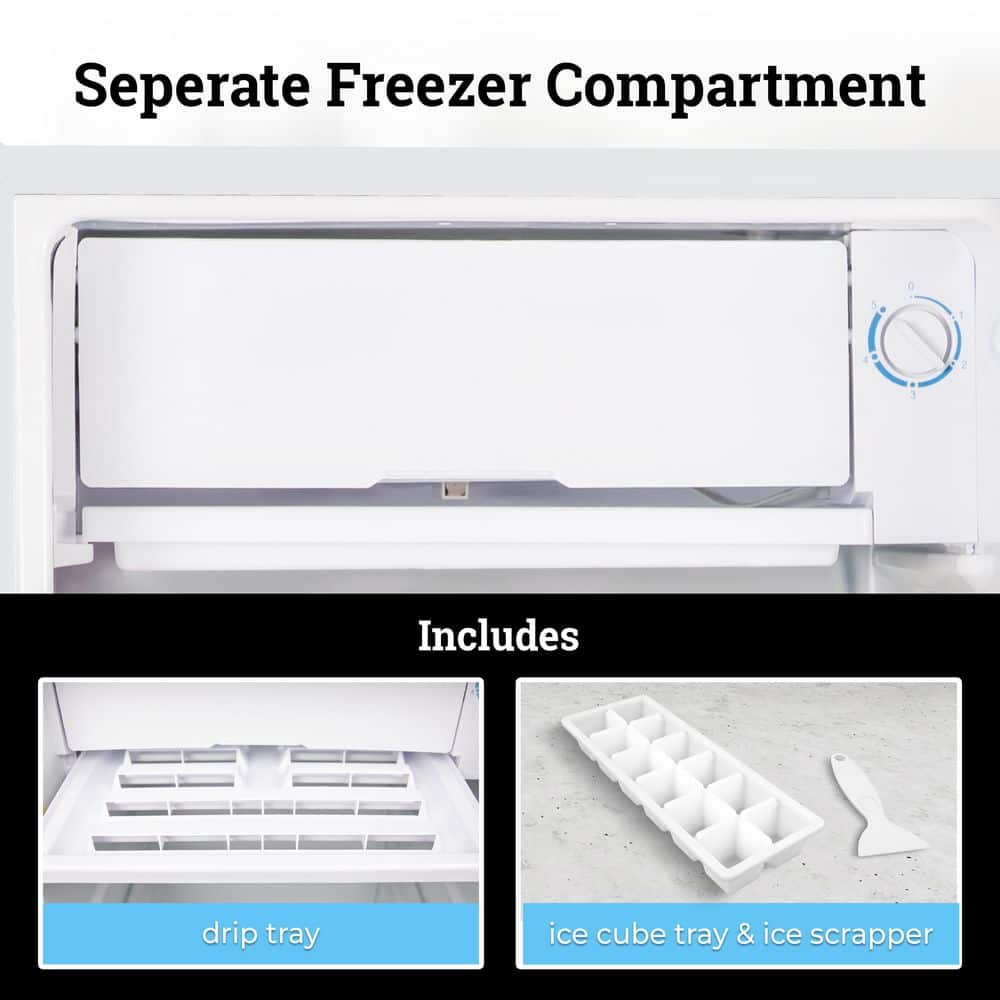 Compact White Freestanding Refrigerator with Glass Shelves