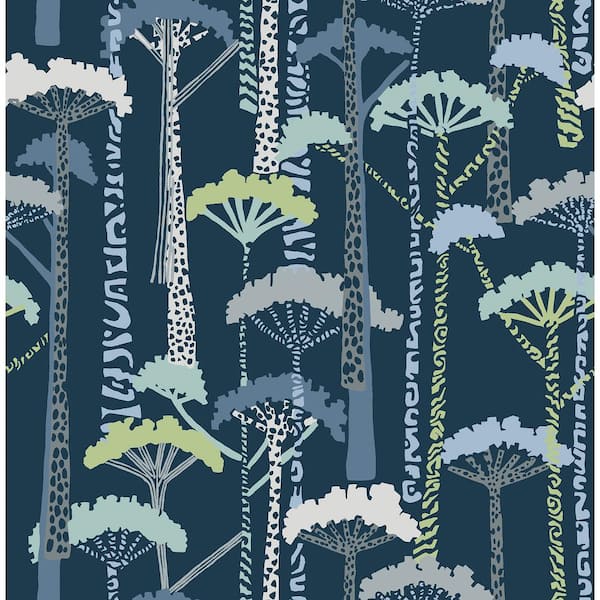 A-Street Prints Indigo Unify Forest Wallpaper