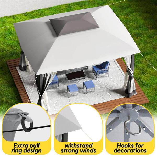 Grey 13 ft. W x 10 ft. D Patio Gazebo Tent Heavy Duty Gazebos