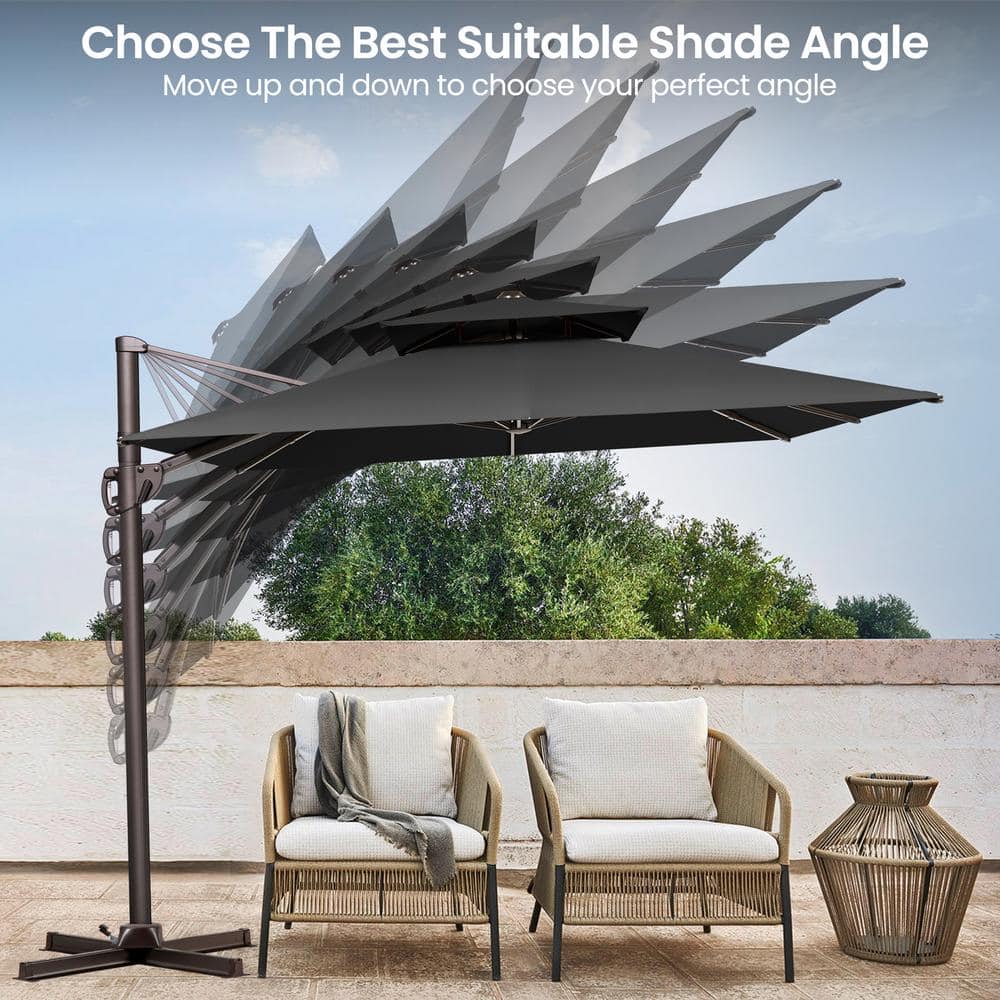 Black 9' x 12' Double Top Cantilever Patio Umbrella