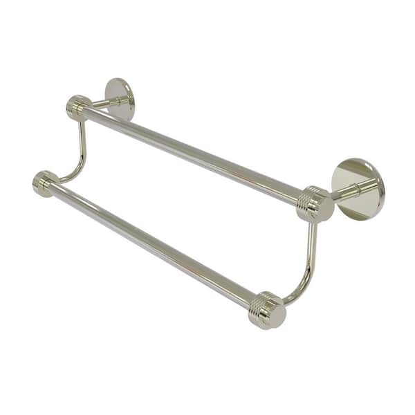 Allied Brass Satellite Orbit Two 24 in. Wall Mounted Double Towel Bar with Groovy Accent in Polished Nickel