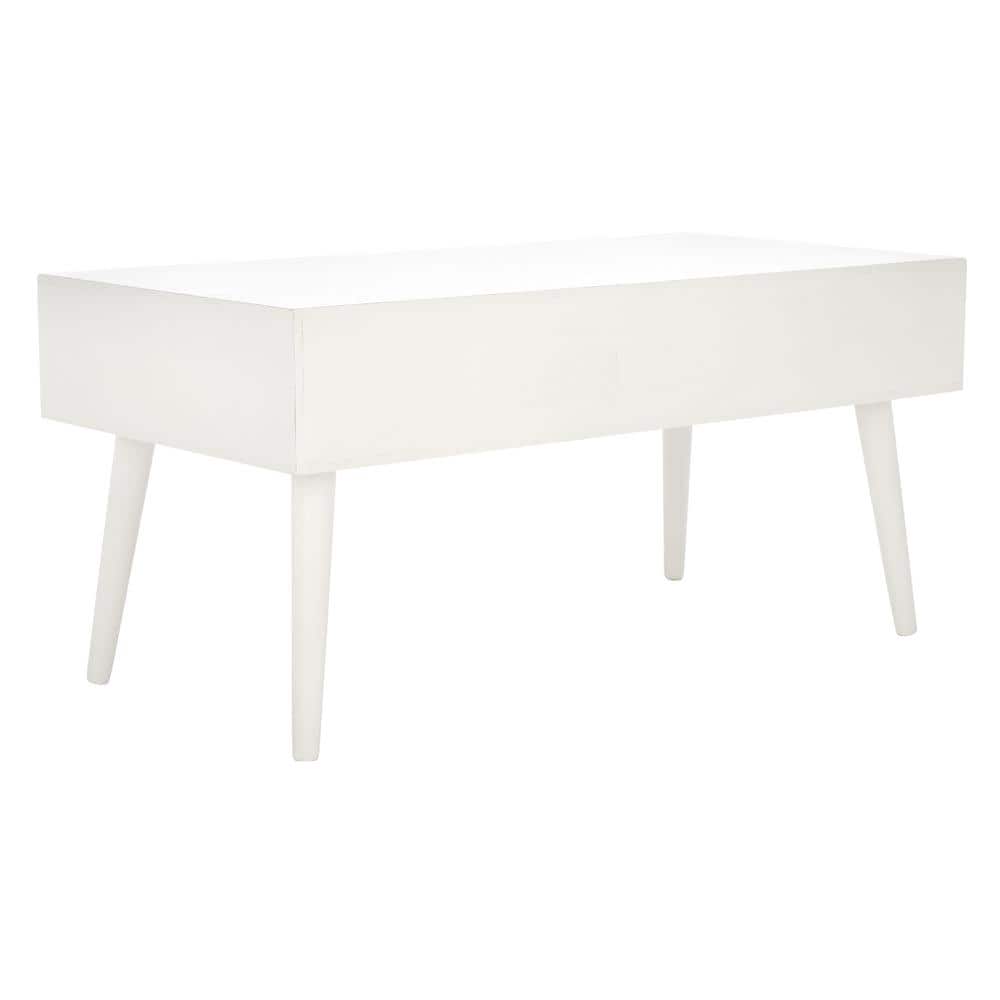 Mozart Mid-Century Rectangular Coffee Table with Storage - Distressed White