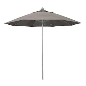 9 ft. Gray Woodgrain Aluminum Commercial Market Patio Umbrella Fiberglass Ribs and Push Lift in Taupe Pacifica