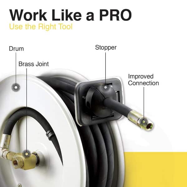 1/2 in. x 50 ft. Steel Single Arm L-Base Oil Hose Reel SAE 100R1AT Hose