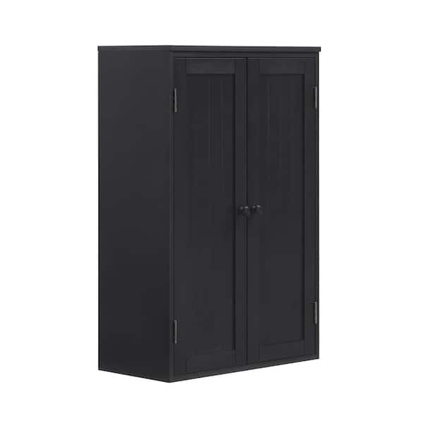 GOOD & GRACIOUS Black Small Storage Cabinet with Adjustable Shelf and ...