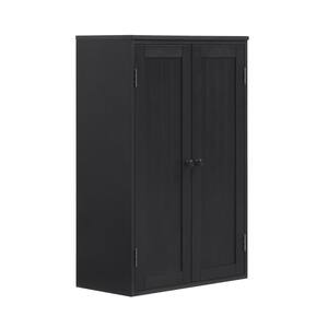 Black Small Storage Cabinet with Adjustable Shelf and Double Doors