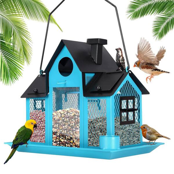 Blue Glass Two Level Bird or offers Squirrel Feeder