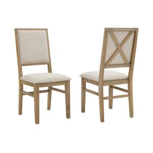 Joanna Rustic Brown Upholstered Back Chair (Set of 2)