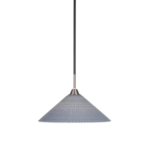 Unbranded Madison 100-Watt 1-Light Matte Black and Brushed Nickel Bowl Mini Pendant Light with Glass Shade