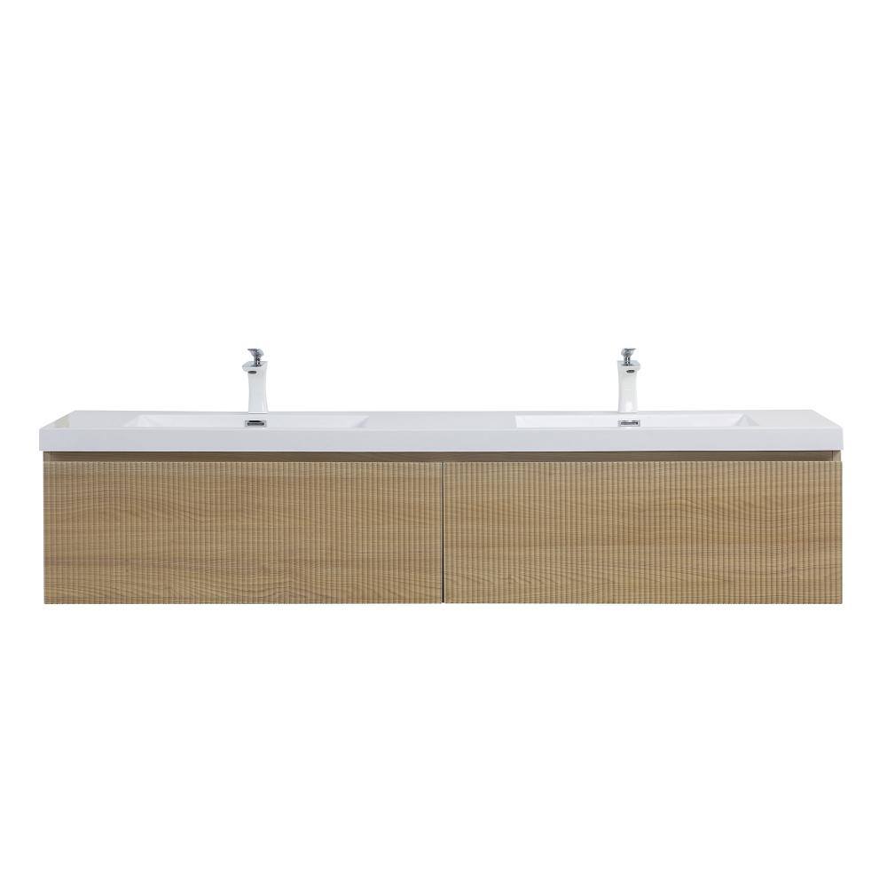 72 in. W Double Sink Floating Bath Vanity in Natural Oak with Gloss White Engineered Stone Top price history on PriceWatchPro