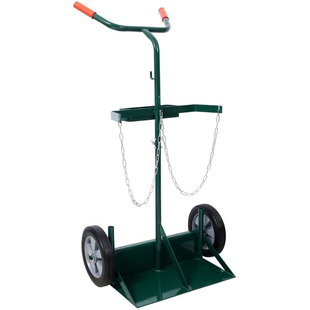 Green Steel 440 lbs. capacity Cylinder Cart, Large Dual Oxygen Tank Cart Dolly With 10 in. Solid Rubber Wheels price history on PriceWatchPro