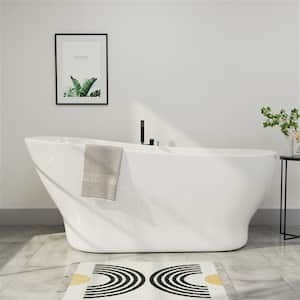 67 in. Sipper Freestanding Bathtub cUPC Certificated Soaking Tub with Drain in White