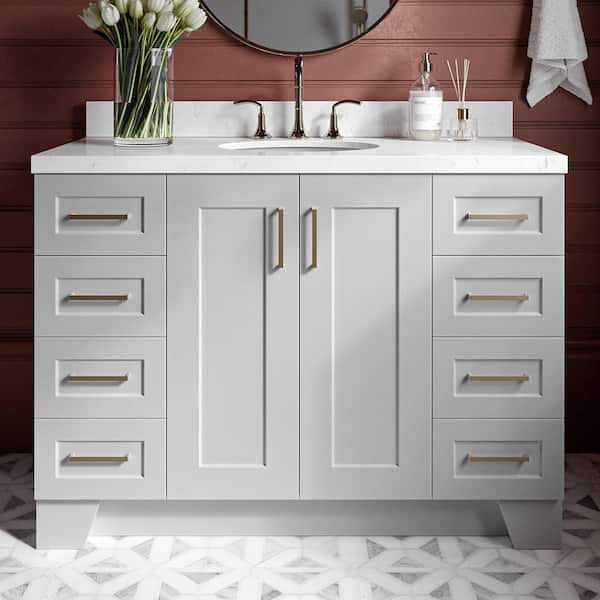 ARIEL Taylor 48 in. W x 22 in. D x 36 in. H Single Sink Freestanding Bath Vanity in Gray with Carrara Quartz Top