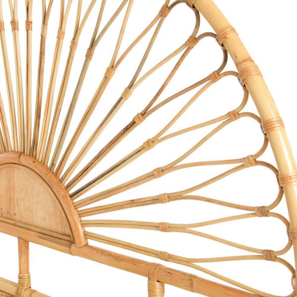 Natural King-Size Sunrise Design Rattan Headboard