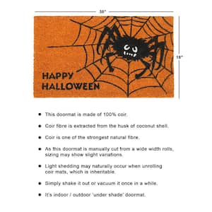 Black 18 in. x30 in. Machine Tufted Happy Haloween Spider Web Doormat